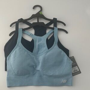 New Balance Women's Light Blue and Navy Sports Support Bra Duo Active Workout XL